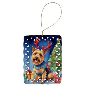 Australian Terrier Christmas Reindeer Porcelain Ornament Christmas Tree Hanging Decorations for Home Christmas Holiday, Rectangle, Gift, Multicol