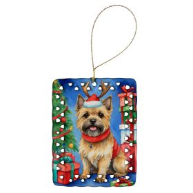 Cairn Terrier Christmas Reindeer Porcelain Ornament Christmas Tree Hanging Decorations for Home Christmas Holiday, Rectangle, Gift, Multicolor