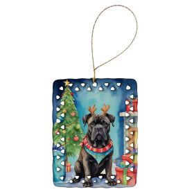 Cane Corso Christmas Reindeer Porcelain Ornament Christmas Tree Hanging Decorations for Home Christmas Holiday, Rectangle, Gift, Multicolor