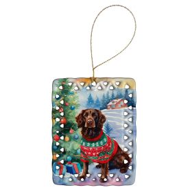 American Water Spaniel Christmas Porcelain Ornament Christmas Tree Hanging Decorations for Home Christmas Holiday, Rectangle, Gift, Multicolor