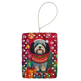 Havanese Holiday Christmas Porcelain Ornament Christmas Tree Hanging Decorations for Home Christmas Holiday, Rectangle, Gift, Multicolor