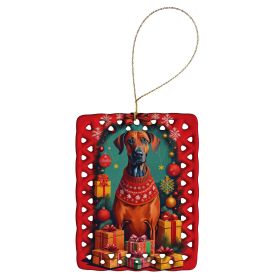 Rhodesian Ridgeback Holiday Christmas Porcelain Ornament Christmas Tree Hanging Decorations for Home Christmas Holiday, Rectangle, Gift, Multicol
