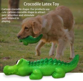 Latex Alligator Pet Dog Toy Teething Squeak Toysfor Small Dogs Durable Training Teeth CleaningChew Toys Pet Interactive Game Supplies Vocalchuck (Color: Green)