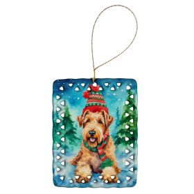 Airedale Terrier Christmas Porcelain Ornament Christmas Tree Hanging Decorations for Home Christmas Holiday, Rectangle, Gift, Multicolor (Default: Default)