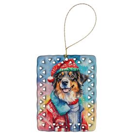Australian Shepherd Christmas Porcelain Ornament Christmas Tree Hanging Decorations for Home Christmas Holiday, Rectangle, Gift, Multicolor (Default: Default)