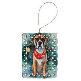 Boxer Christmas Porcelain Ornament Christmas Tree Hanging Decorations for Home Christmas Holiday, Rectangle, Gift, Multicolor (Default: Default)